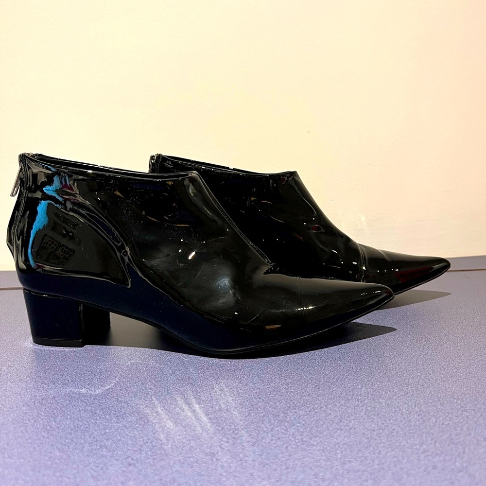 Topshop Black Patent Ankle Booties